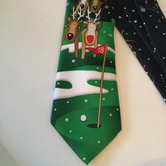 KNOTTY & NICE SANTA REINDEER GOLF TIE MULTI-COLOR NEW - Picture 3 of 7